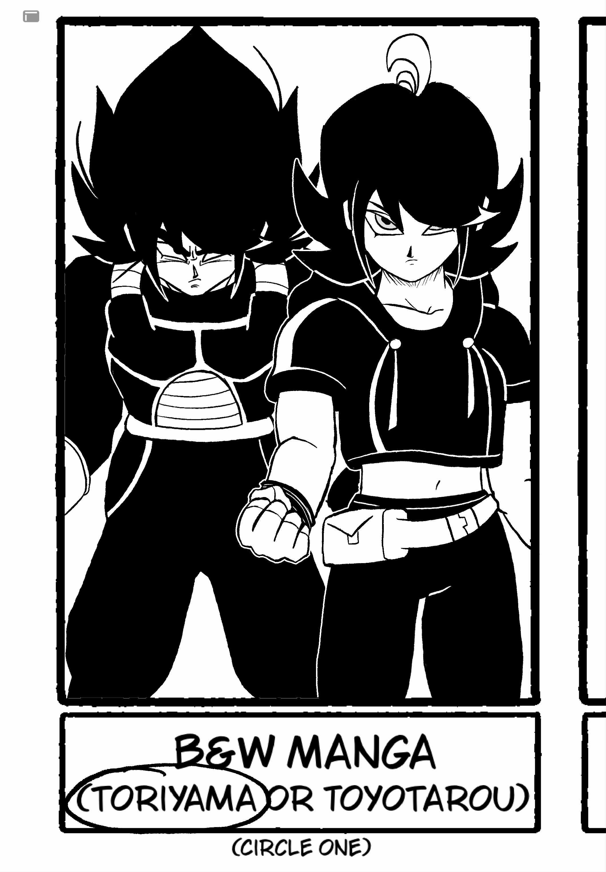 Cassi Royl in Toriyama's style (B&W, Colored, Watercolor)