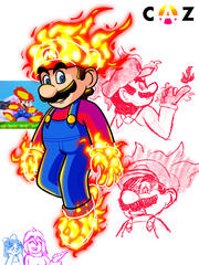Human Torch Mario, based on a 2015 Smash 4 3DS screenshot