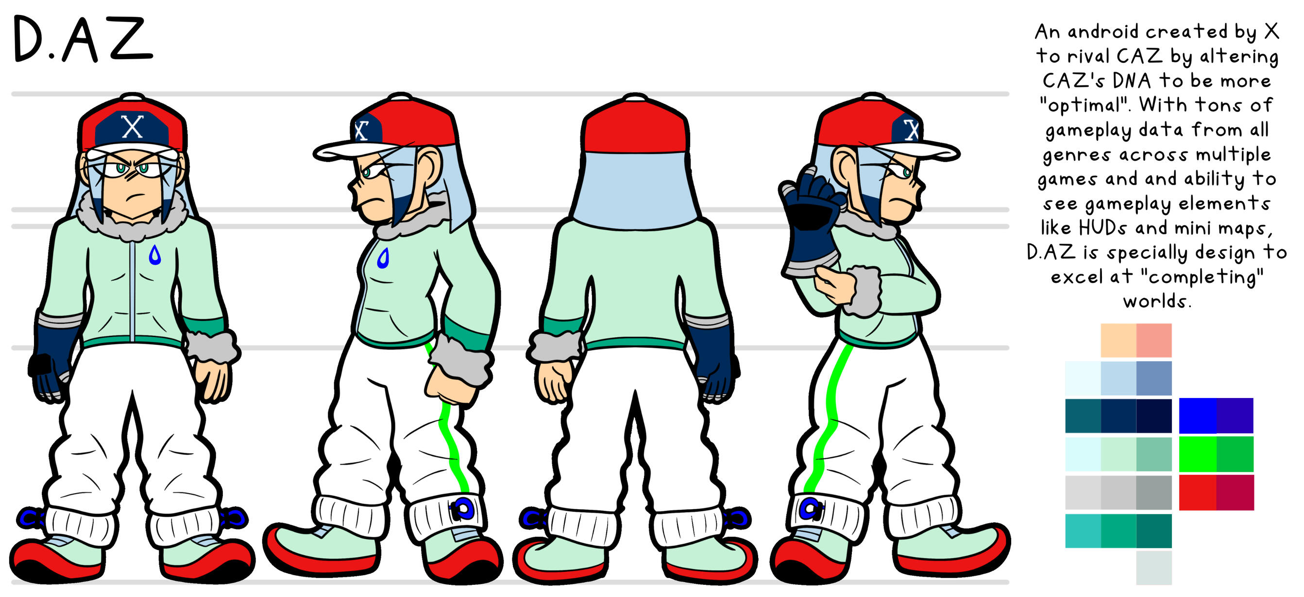 D.AZ, a tryhard yet extremely-knowlegeable android created by X!